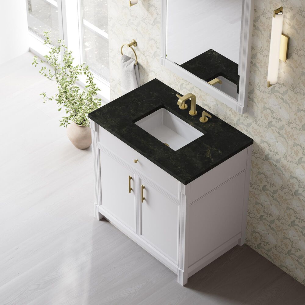 James Martin Bellshire 36" Single Bathroom Vanity in Bright White with 3 cm Phantome Eclos Top and Rectangular Sink, , large