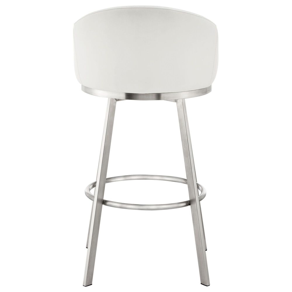 Blue River Eleanor Swivel Barstool with White Cushion in Brushed Stainless Steel, , large