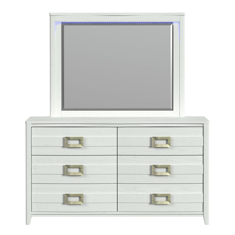 Mayberry Hill Tobias 6-Drawer Dresser and Mirror in White, , large