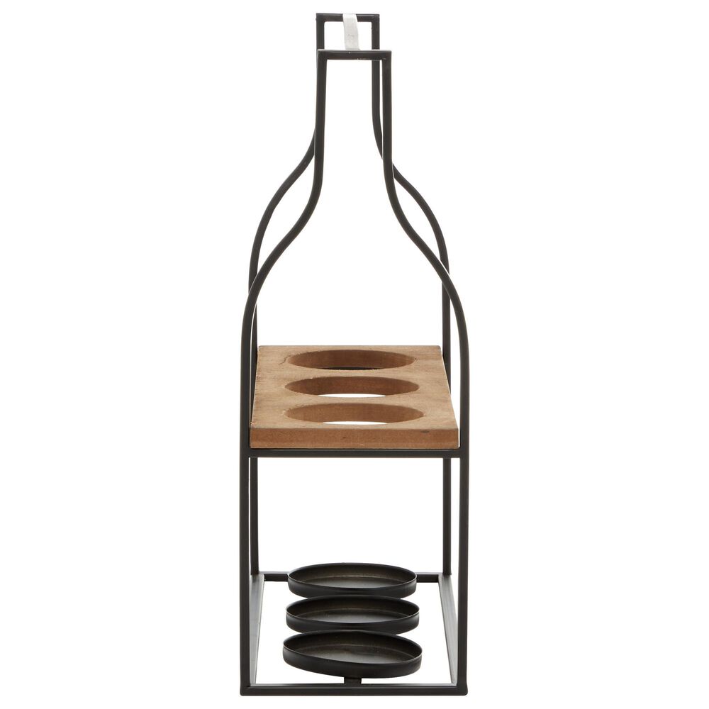 Maple and Jade 16&quot; Farmhouse Metal Wine Holder in Black, , large