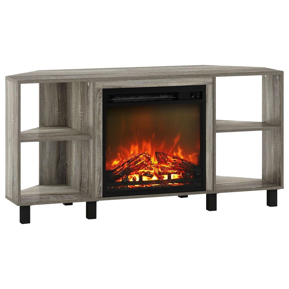 Noviland 47" Corner Fireplace TV Stand in French Oak Grey, , large