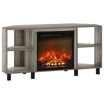 Noviland 47" Corner Fireplace TV Stand in French Oak Grey, , large