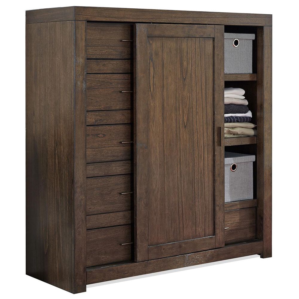 Riva Ridge Modern Loft Sliding Door Chest in Brownstone, , large