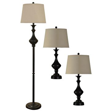 Flair Industries Table and Floor Lamp Set in Madison Bronze (Set of 3), , large
