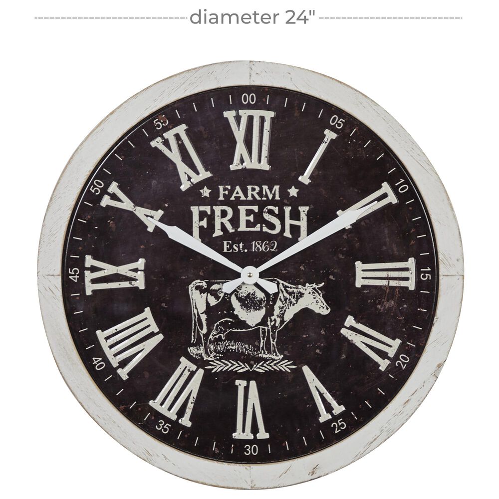 Maple and Jade 24&quot; Wall Clock in White and Black, , large
