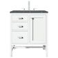 James Martin Vanities Addison 30" Single Bathroom Vanity in Glossy White with 3 cm Parisien Bleu Quartz Top and Rectangular Sink, , large