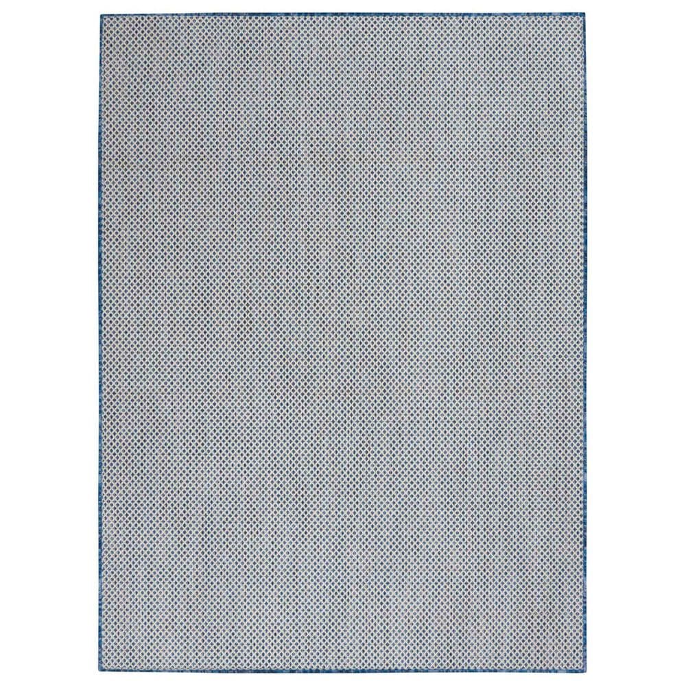 Nourison Courtyard Ivory and Blue 5&#39; x 7&#39; Indoor/Outdoor Area Rug, , large
