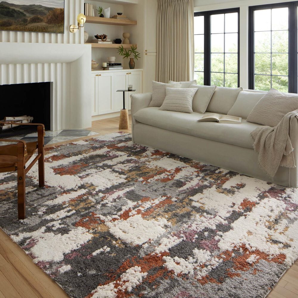 Loloi Levitt Shag 5&#39;3&quot; x 7&#39;6&quot; Grey and Multicolor Area Rug, , large