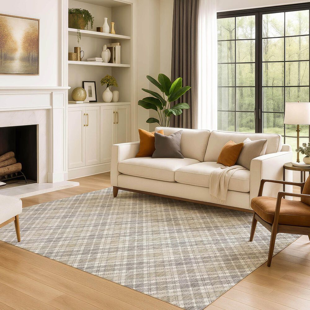 Dalyn Rug Company Soft Essentials Plaid Taupe 3' x 5' Indoor/Outdoor Area Rug, , large