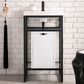 James Martin Vanities Boston 20" Single White Door Bathroom Vanity in Matte Black with 3 cm White Glossy Resin Countertop and Rectangular Sink, , large