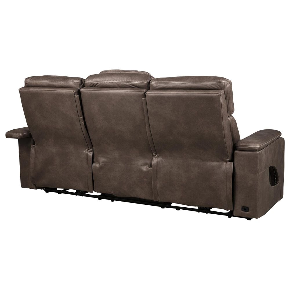 Aurora Furnishings Power Reclining Sofa with Power Headrests in Teramo Brown, , large