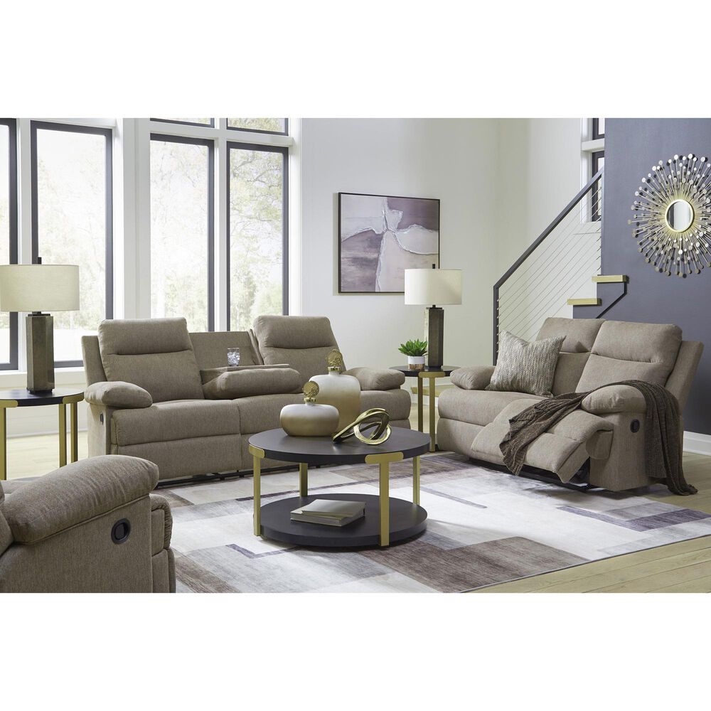Ashley Side-Swipe Manual Reclining Loveseat in Mocha, , large