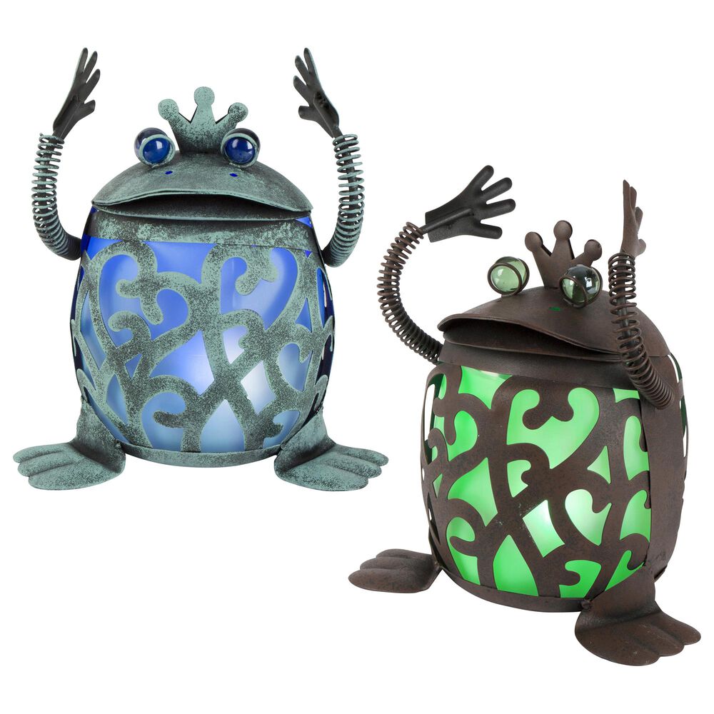 The Gerson Company Solar Roly Poly Frog in Blue and Green - Set of 2, , large