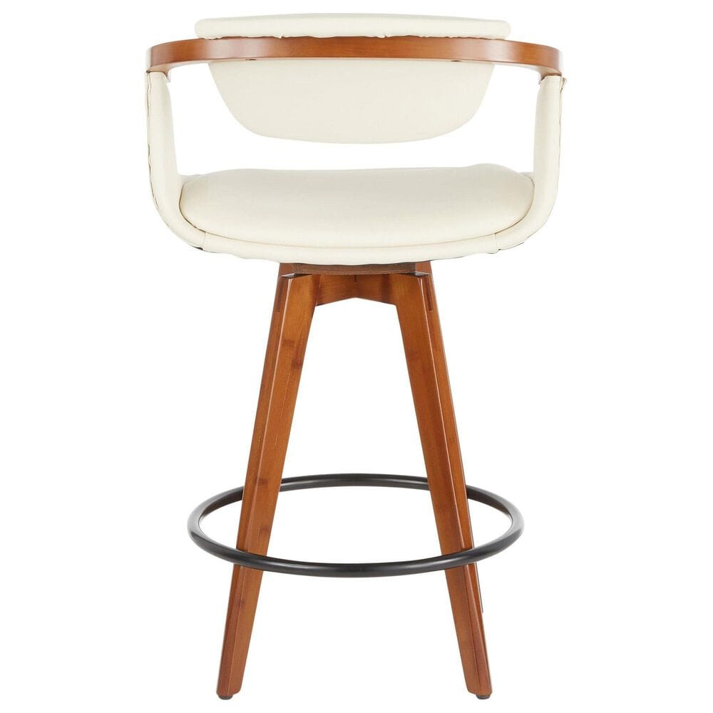 Lumisource Oracle Swivel Counter Stool with Cream Cushion in Walnut and Black, , large