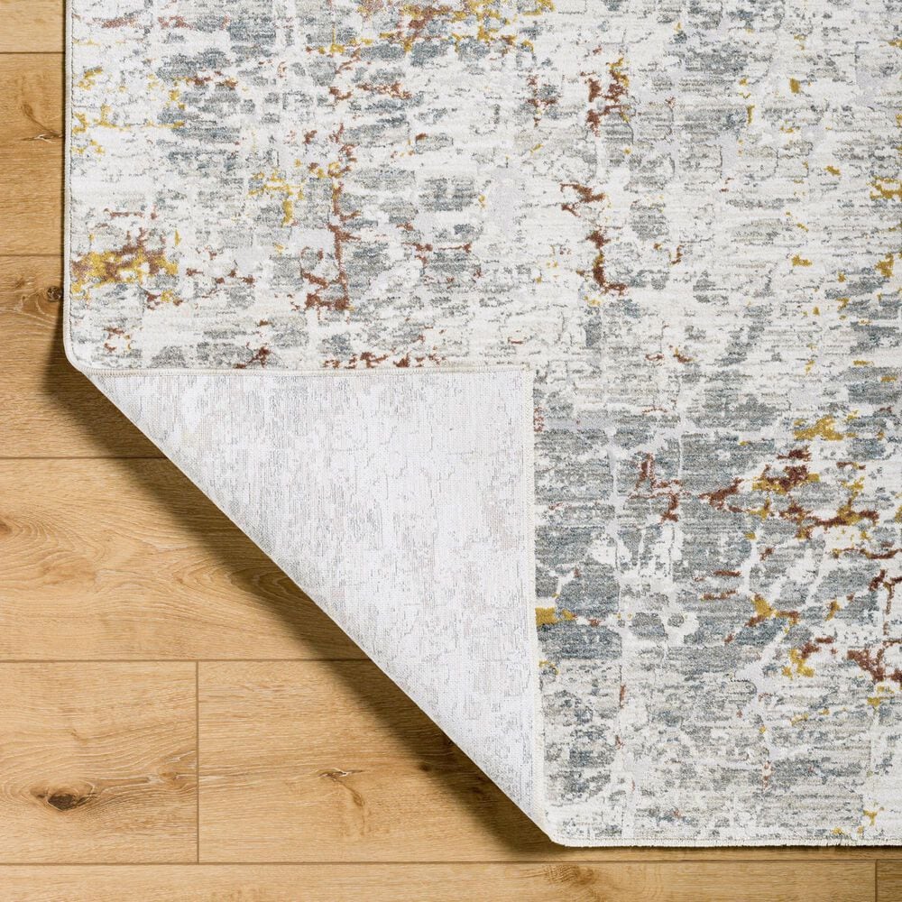 Surya Dresden White, Gray, Medium Gray, Light Slate, Mustard and Rust 2'7" x 7'3" Runner, , large