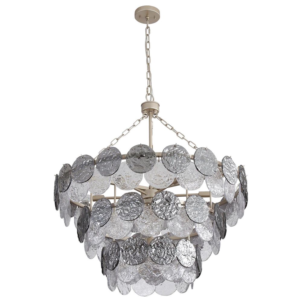 Golden Lighting Cascada 3-Tier 13-Light Pendant with Smoke Plated Glass Shade in Aegean Silver, , large