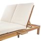 HOMLUX Patio 2-Person Chaise Lounge with Folding Side Tables and Light Teak Frame in Beige, , large