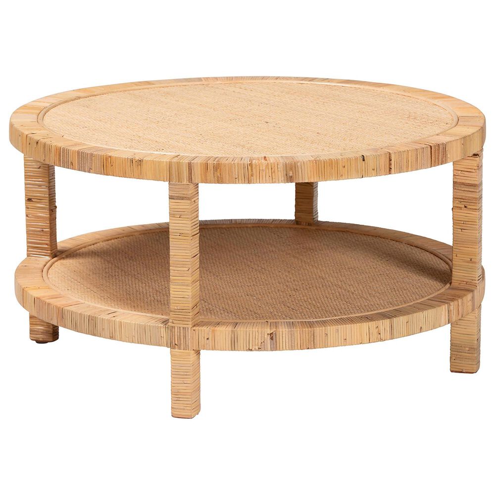 Baxton Studio Kalimantan Round Coffee Table in Light Honey, , large