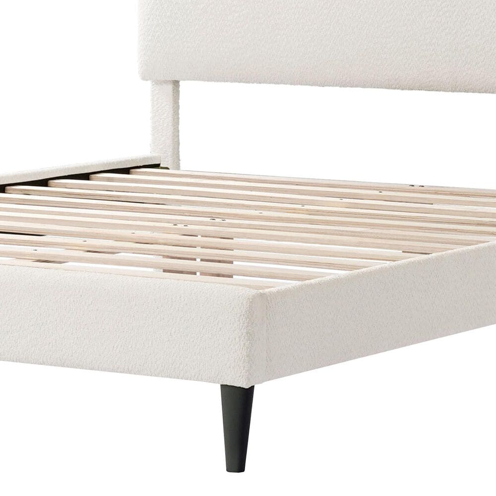 Furniture of America Gail Queen Upholstered Platform Bed with Rounded Headboard in White, , large