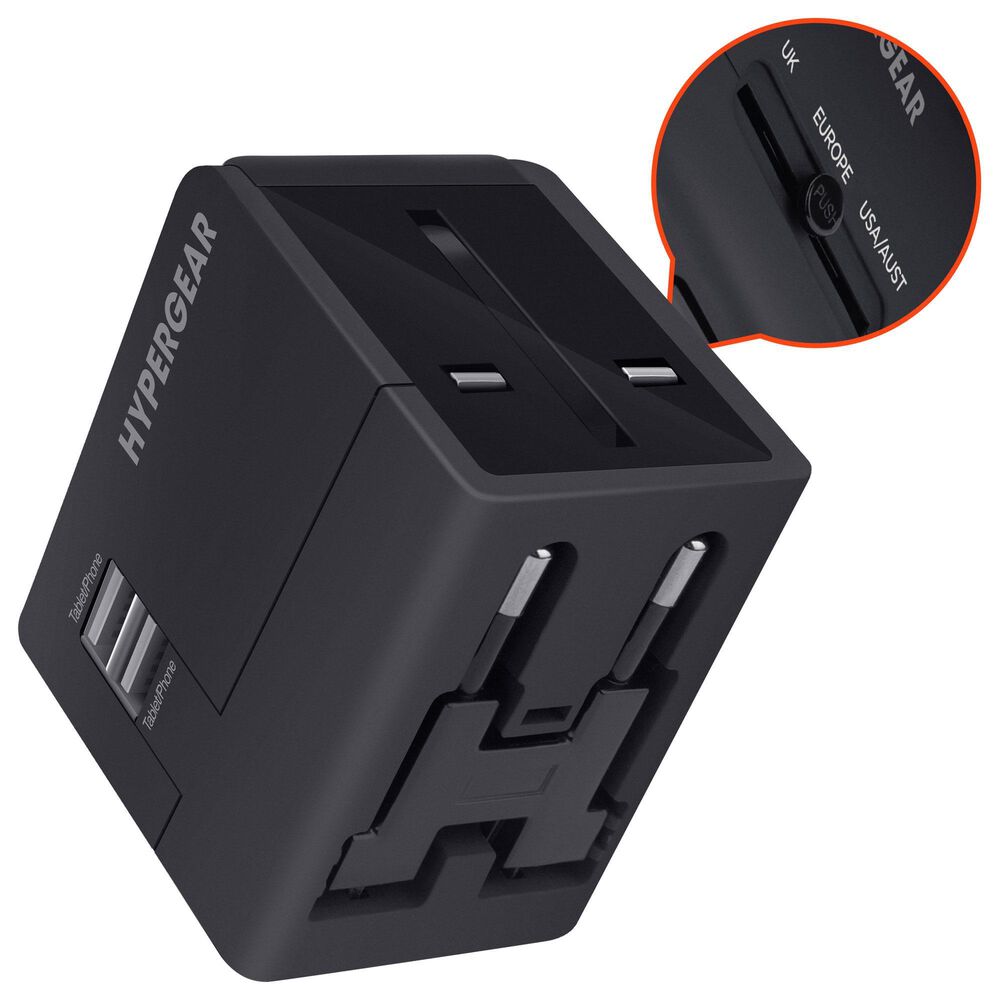 Hypercel All-In-One World Travel Adapter in Black, , large