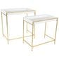 Maple and Jade 2-Piece Nesting Tray Top End Table Set in Gold and White, , large
