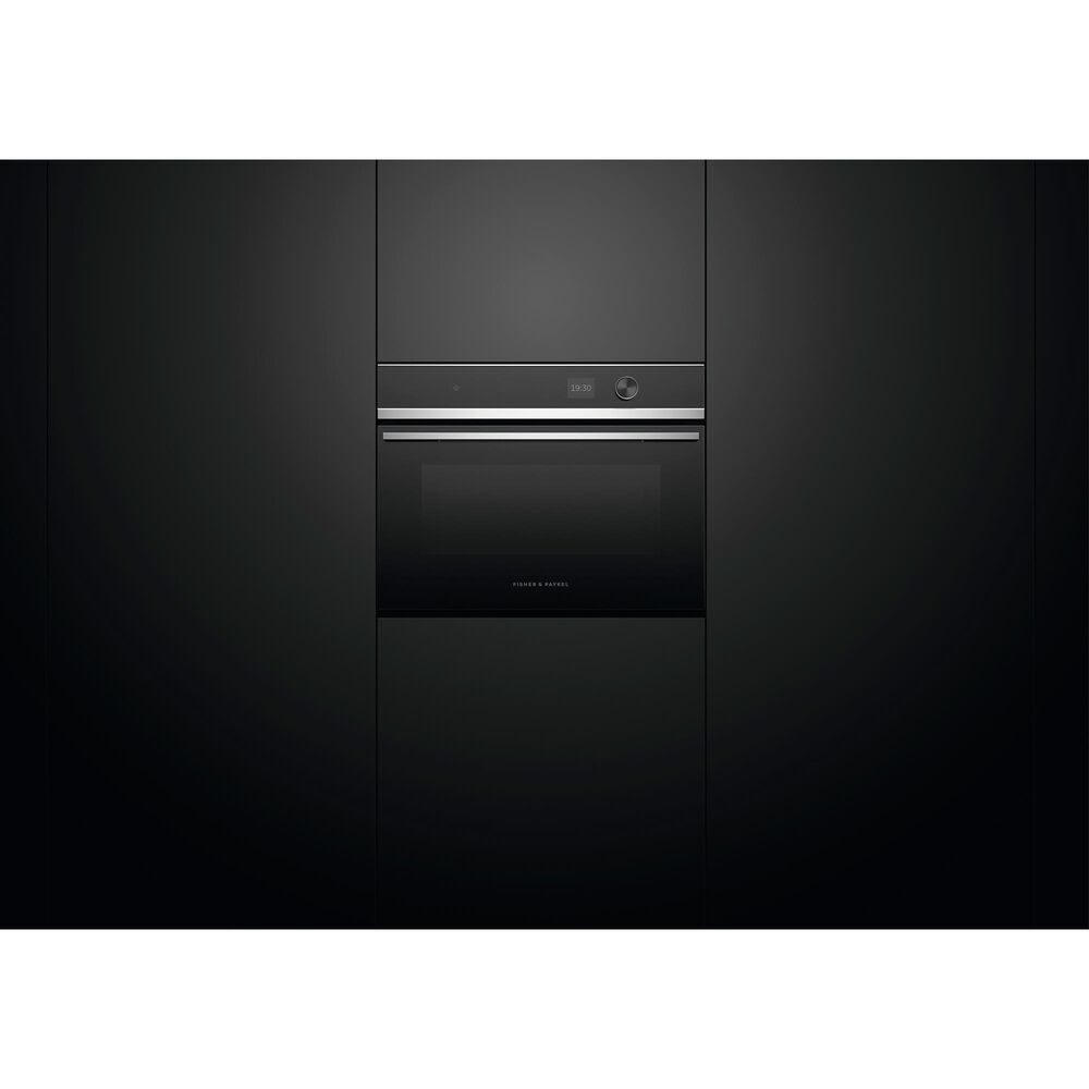 Fisher and Paykel Series 7 24" Contemporary Smart Compact Convection Speed Oven in Black, , large