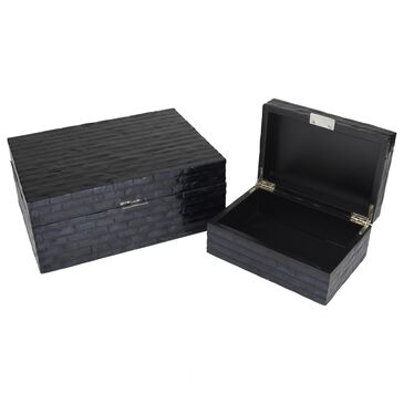 Maple and Jade 2-Piece Handmade Decorative Box Set in Polished Black, Blue and Silver, , large