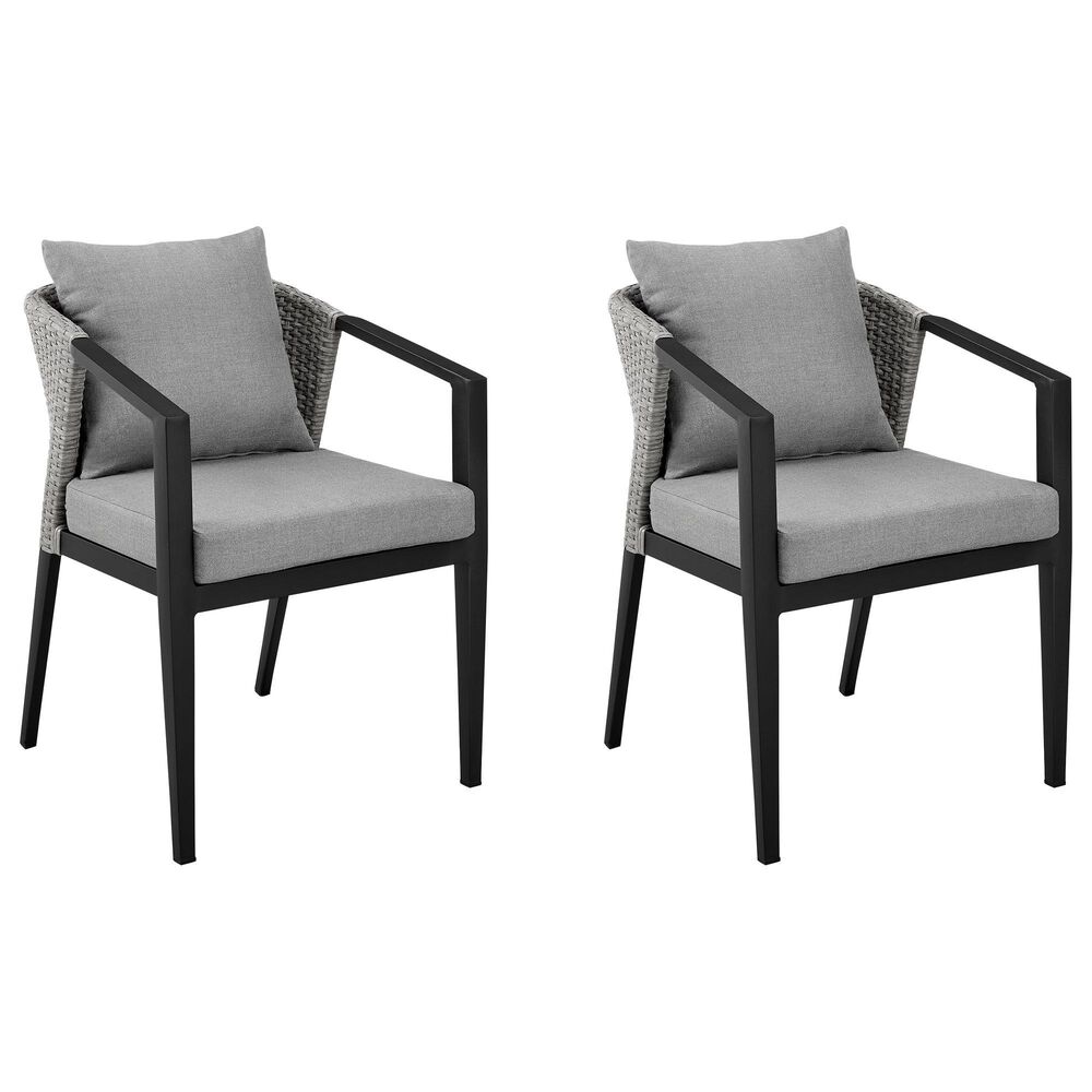 Blue River Palma Outdoor Dining Chair with Dark Grey Cushion in Black and Grey (Set of 2), , large