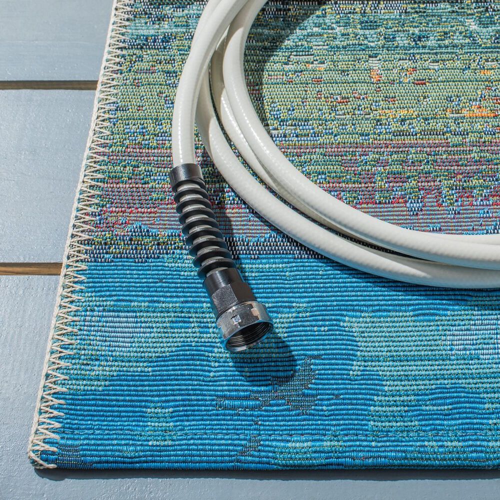 Safavieh Barbados Abstract Sunset 3&#39;3&quot; x 5&#39; Light Blue and Pink Indoor/Outdoor Area Rug, , large
