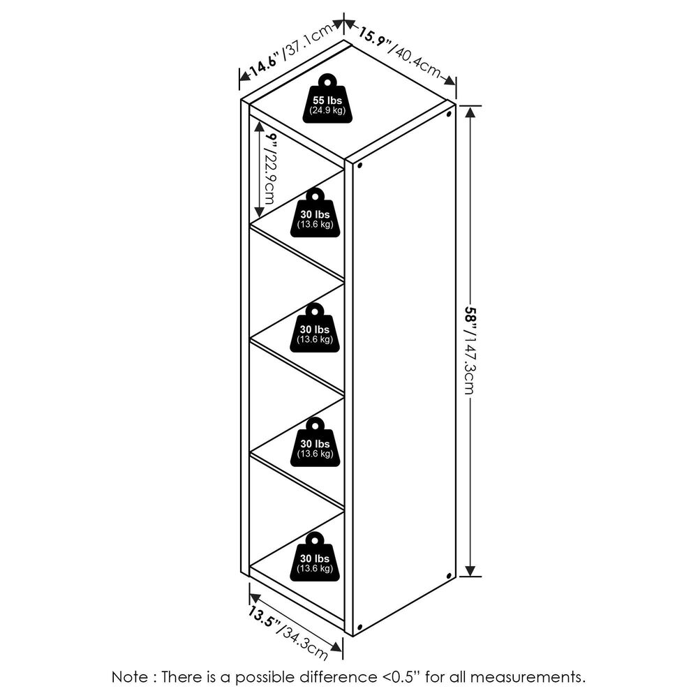 HOMLUX 4-Cube Vertical Reversible Open Back Bookshelf in White, , large