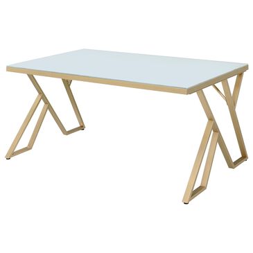 Furniture of America Villa Dining Table in White and Gold - Table Only, , large