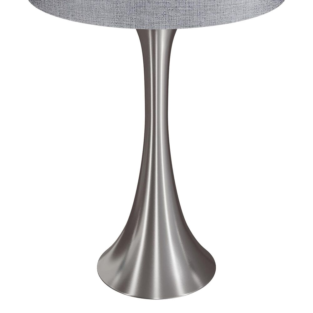LumiSource Lenuxe 24" Metal Table Lamp with Grey Sparkly Linen Shade in Brushed Nickel (Set of 2), , large
