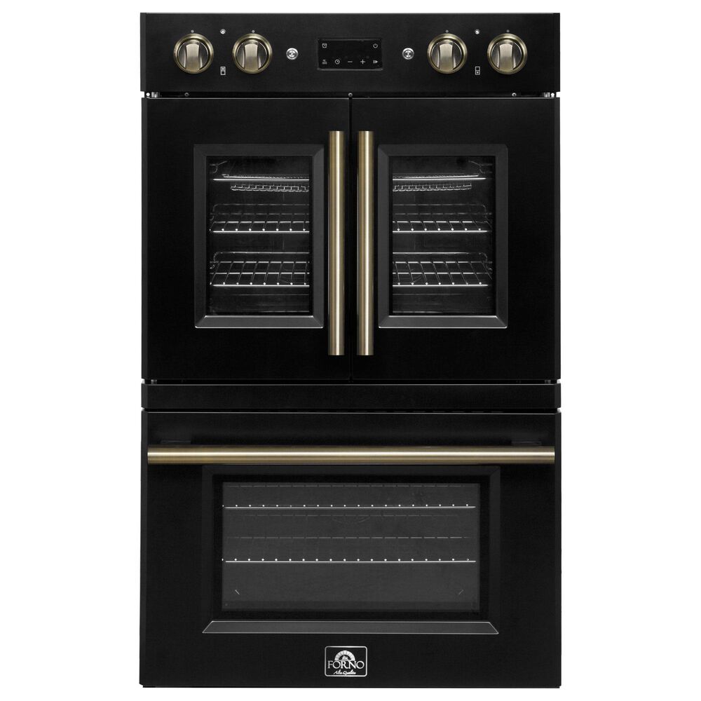 Forno Asti 30" Double Electric Wall Oven with Upper French Door in Black, , large