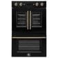 Forno Asti 30" Double Electric Wall Oven with Upper French Door in Black, , large