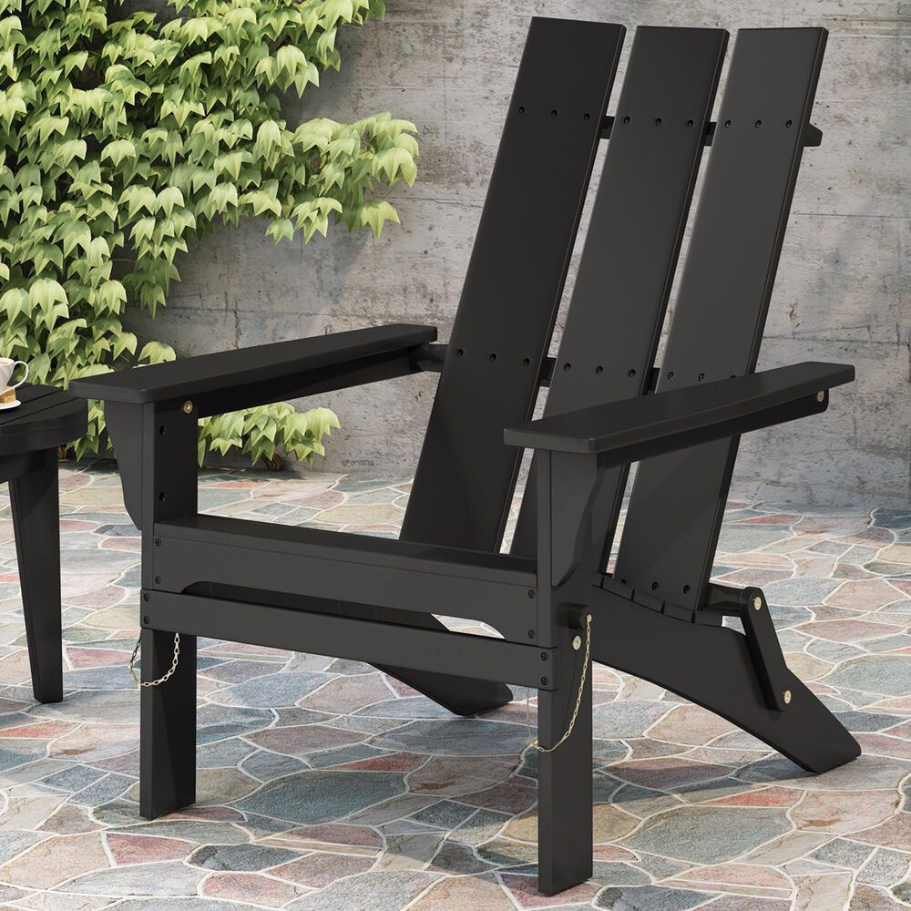 Hearth and Haven Zuma Outdoor Foldable Adirondack Chair in Black, , large