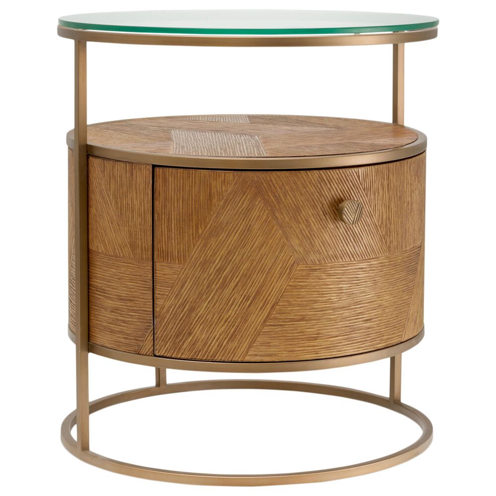 Eichholtz Velutto 1 Drawer Nightstand in Caramel and Brushed Brass, , large