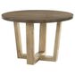 HOMLUX 5-Piece Round Dining Set with Wheat Cushion in Vintage Walnut and Natural Distressed, , large