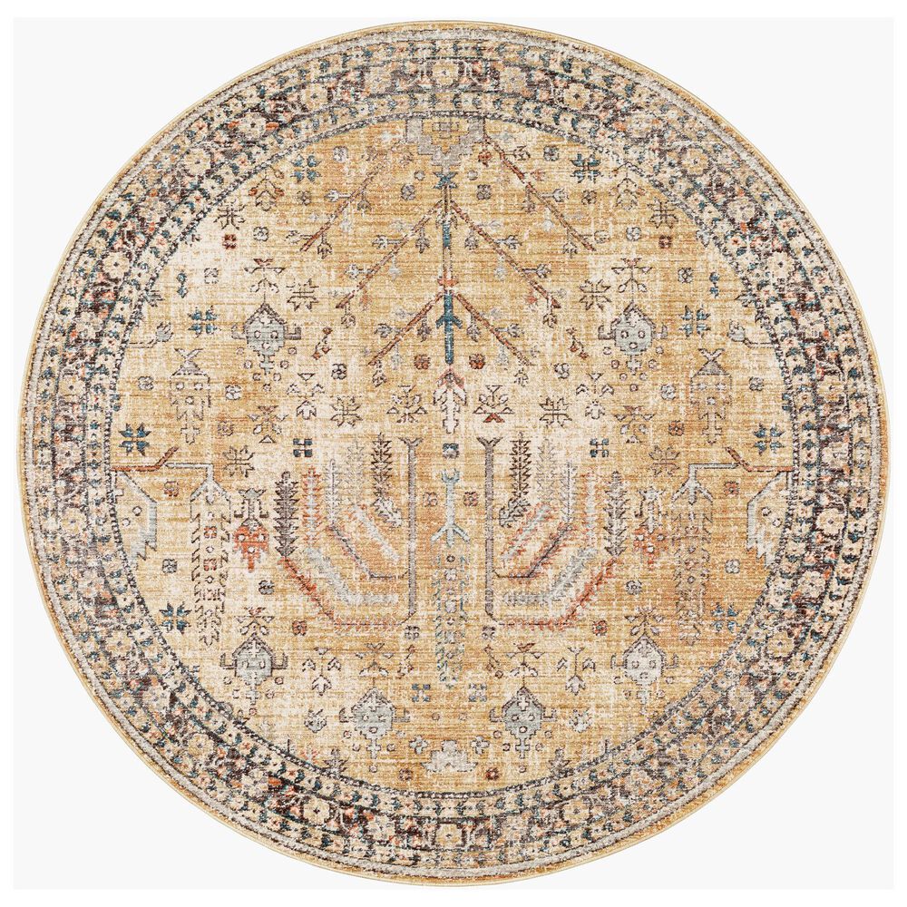 Surya Carlisle 5&#39;3&quot; Round Olive, Medium Gray, Off-White, Dark Brown, Dark Blue and Sage Area Rug, , large