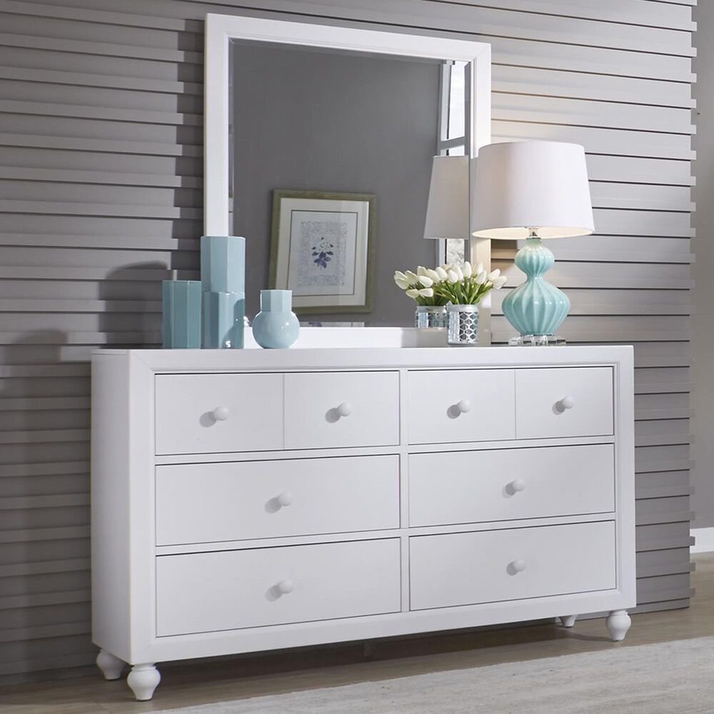 Belle Furnishings Cottage View 6 Drawer Dresser & Mirror in White, , large