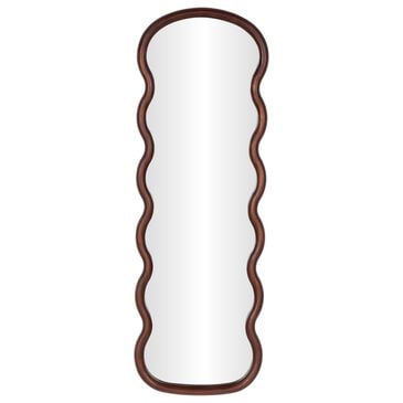 Maple and Jade 47" Wood Abstract Wavy Wall Mirror in Dark Brown, , large