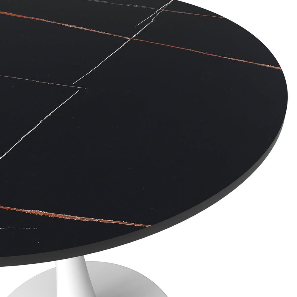 Leisuremod Leisuremod Bristol 31 round dining table White base with Black Sintered stone Top, , large