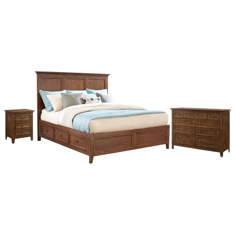 Hawthorne Furniture San Mateo Queen Solid Wood Storage Bed with Dresser and Nightstand in Tuscan, , large