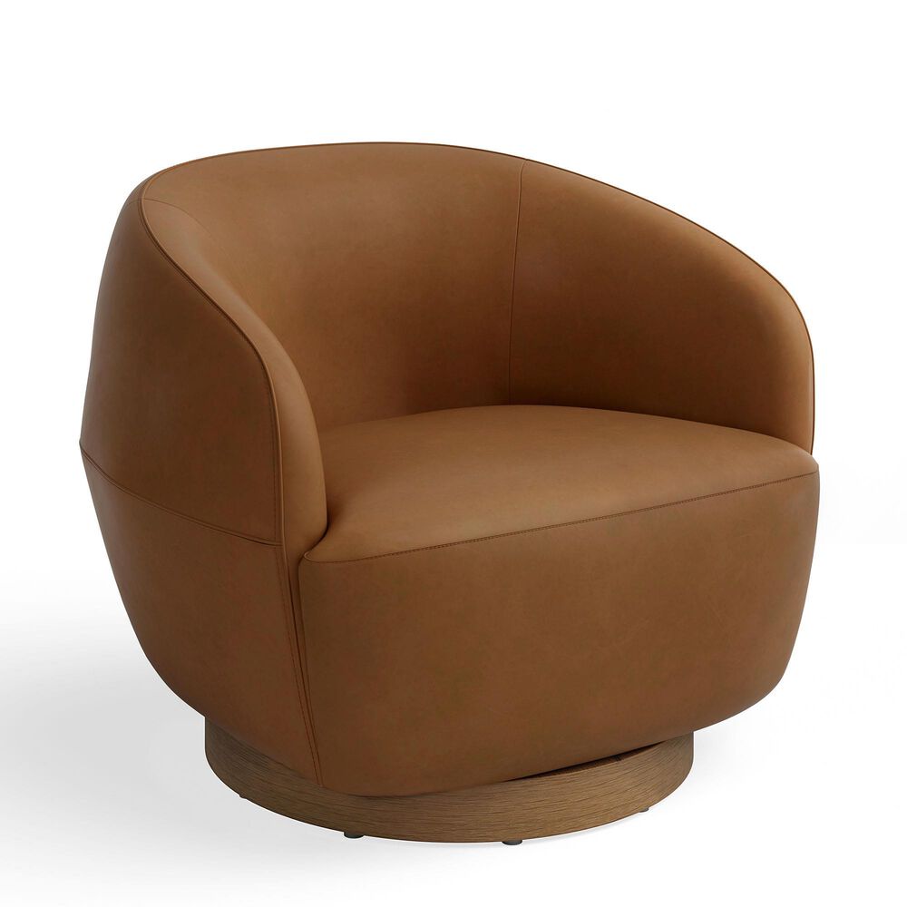 37B Leather Swivel Chair in Butternut, , large