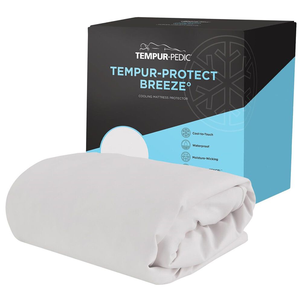 Tempur-Pedic Breeze Cooling Flex Head King Mattress Protector in White, , large