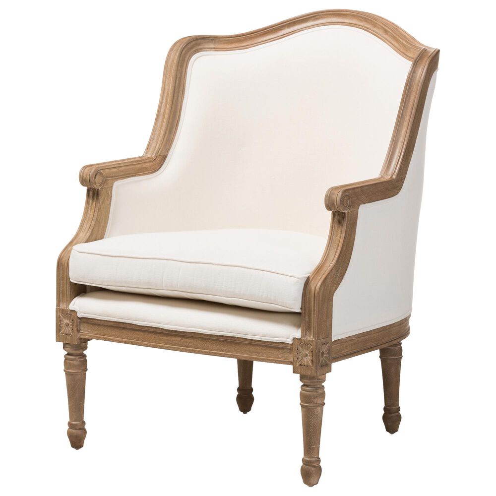 Baxton Studio Charlemagne Accent Chair in Beige, , large