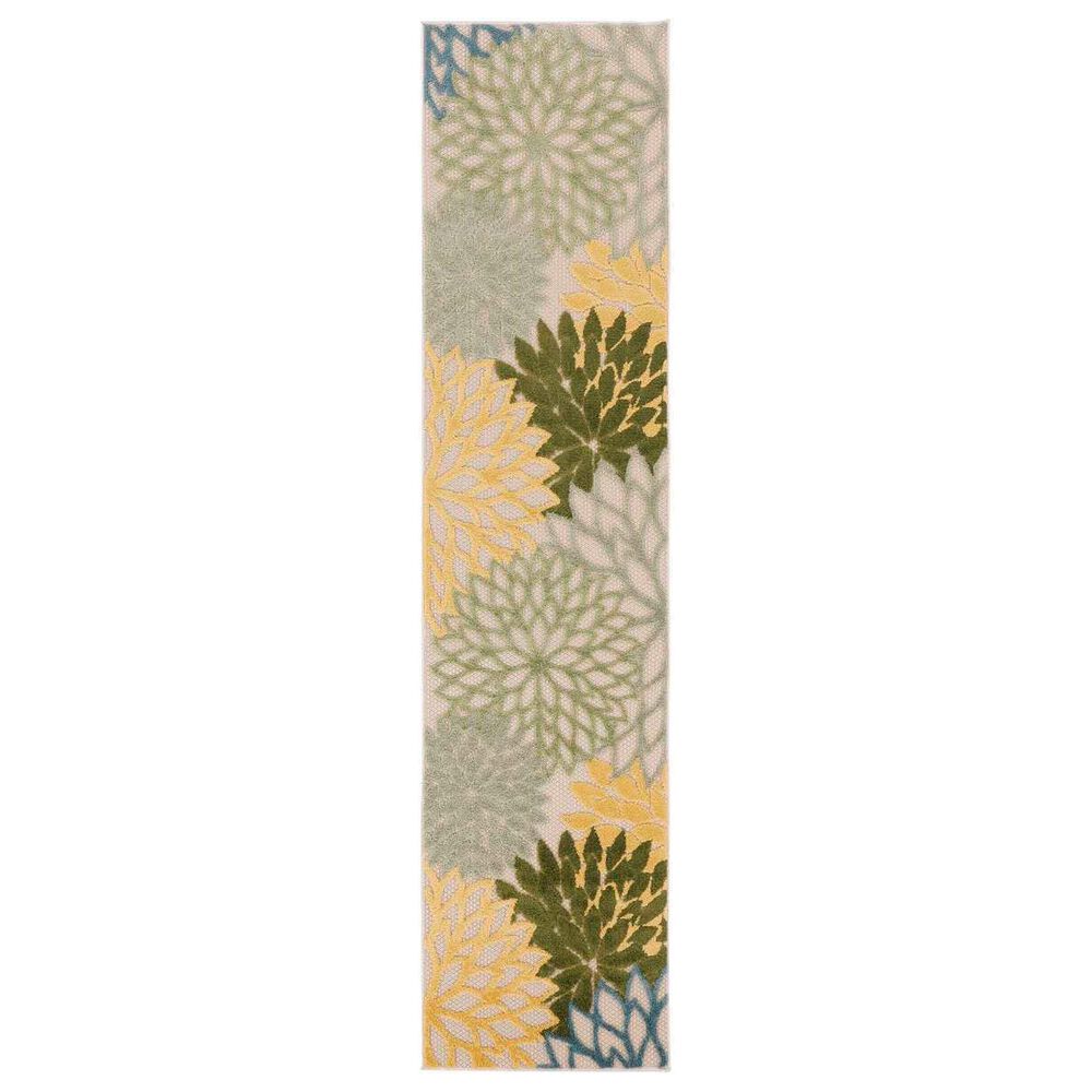 Nourison Aloha Floral 2"3" x 8" Green and Multicolor Indoor/Outdoor Runner, , large