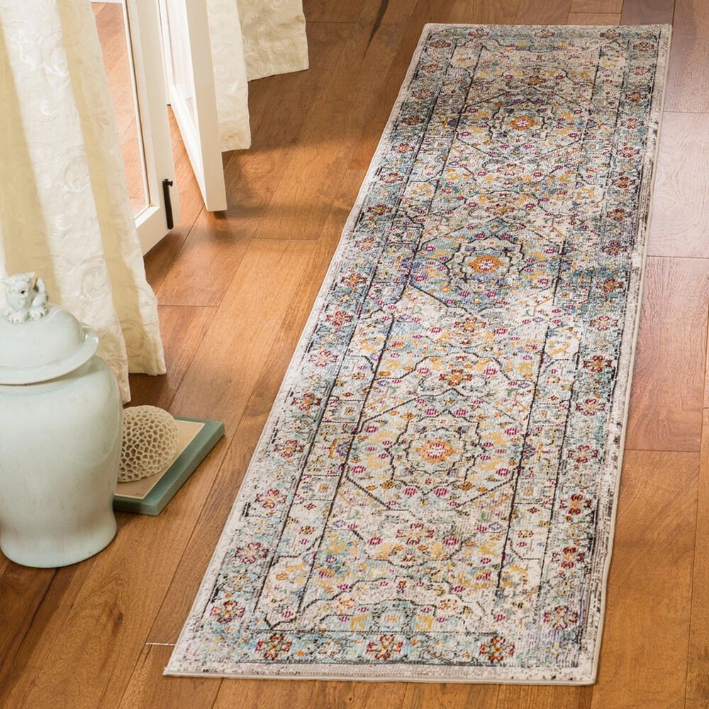 Safavieh Aria ARA199C 2&#39; x 8&#39; Cream and Blue Runner, , large