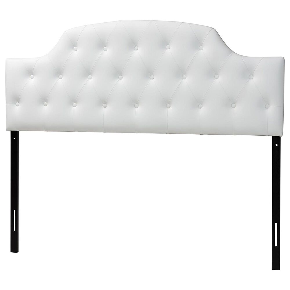 Baxton Studio Morris Queen Headboard with White Upholstered in Black, , large