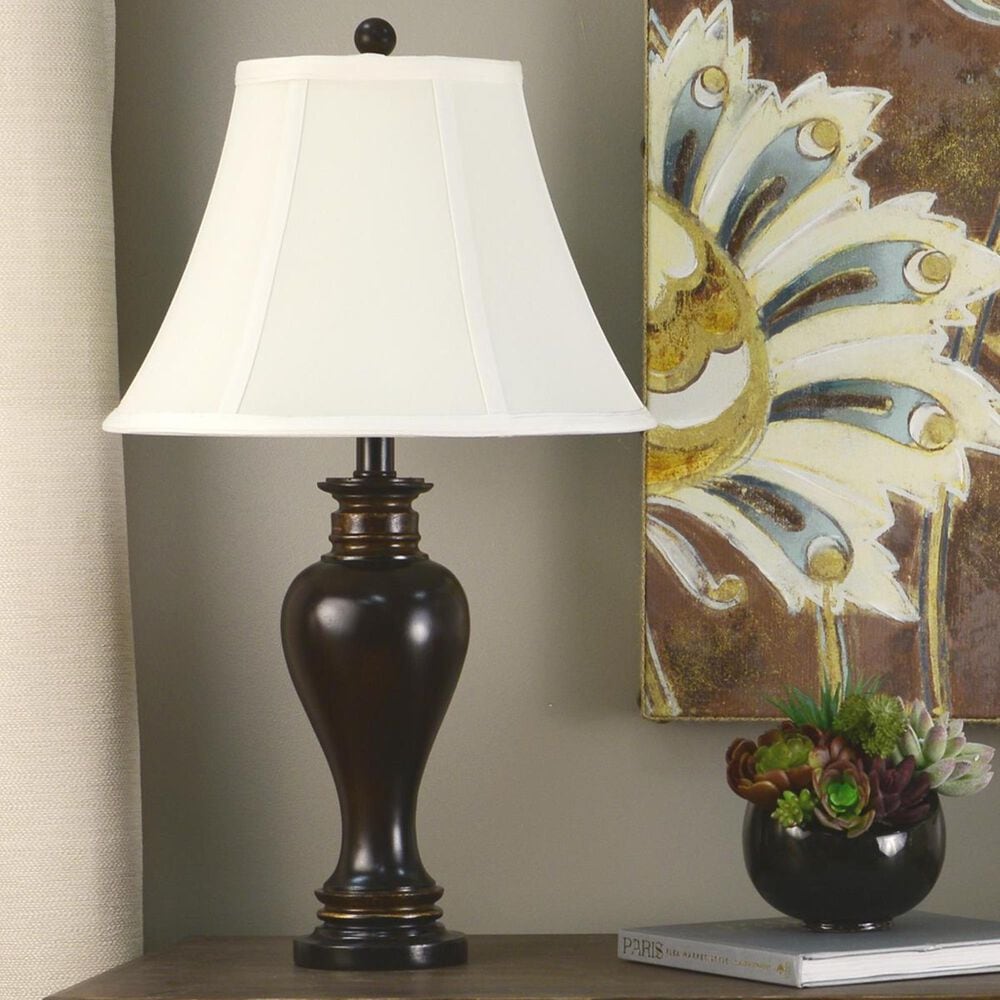 Decor Therapy 25" Table Lamp with Bell Shade in Walnut, , large