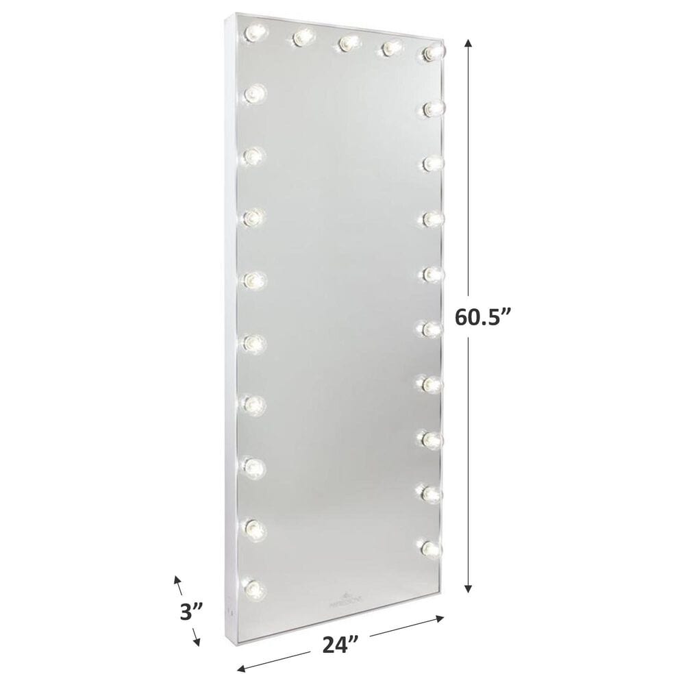 Impressions Vanity Hollywood Glow Vanity Full Length Mirror in Glossy White, , large